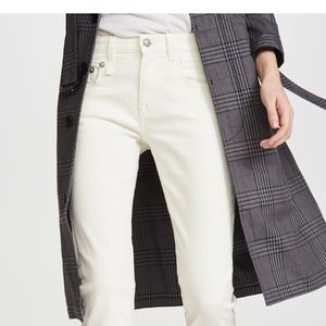 R13 Mid rise boy skinny jeans in Rinsed white
